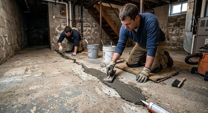 Cracked Basement Floor Repair in Hoboken, NJ
