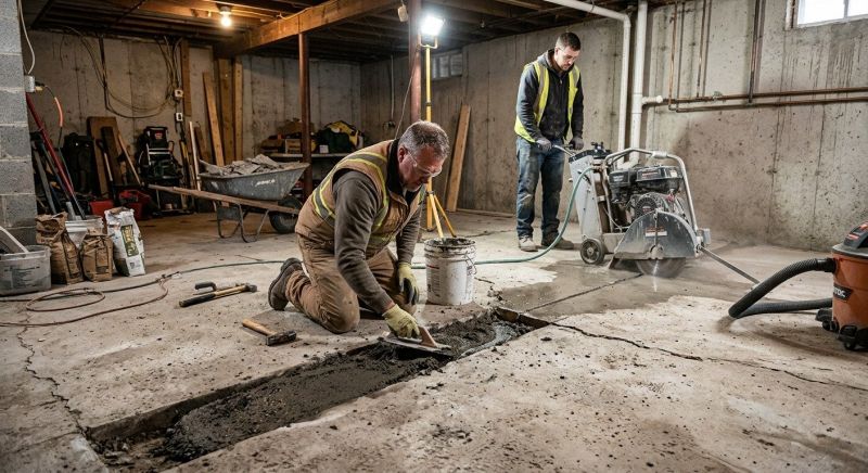 Cracked Basement Floor Repair in Hoboken, NJ
